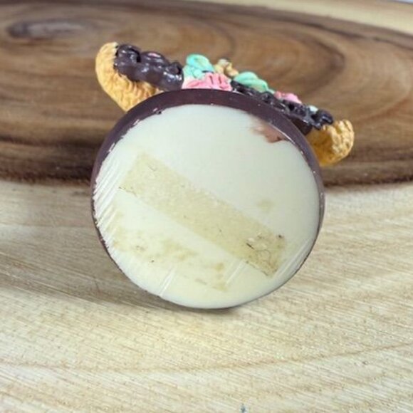 Vintage Painted Porcelain CONGRATS Bow and Rose Bear - Picture 6 of 7